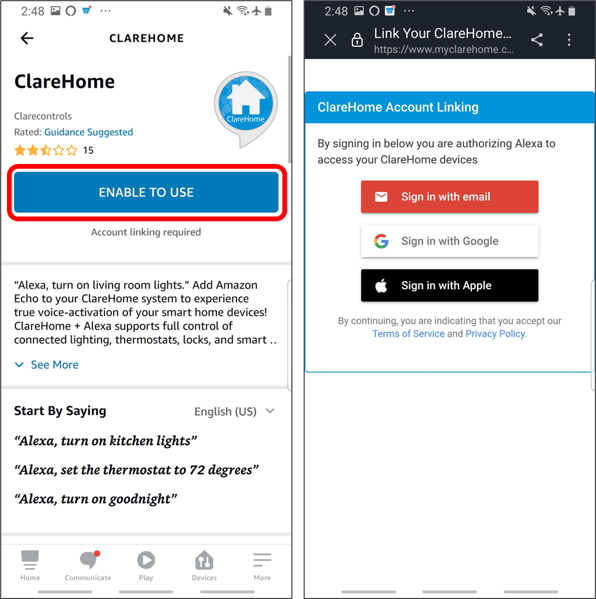 Adding Amazon Alexa Using Android